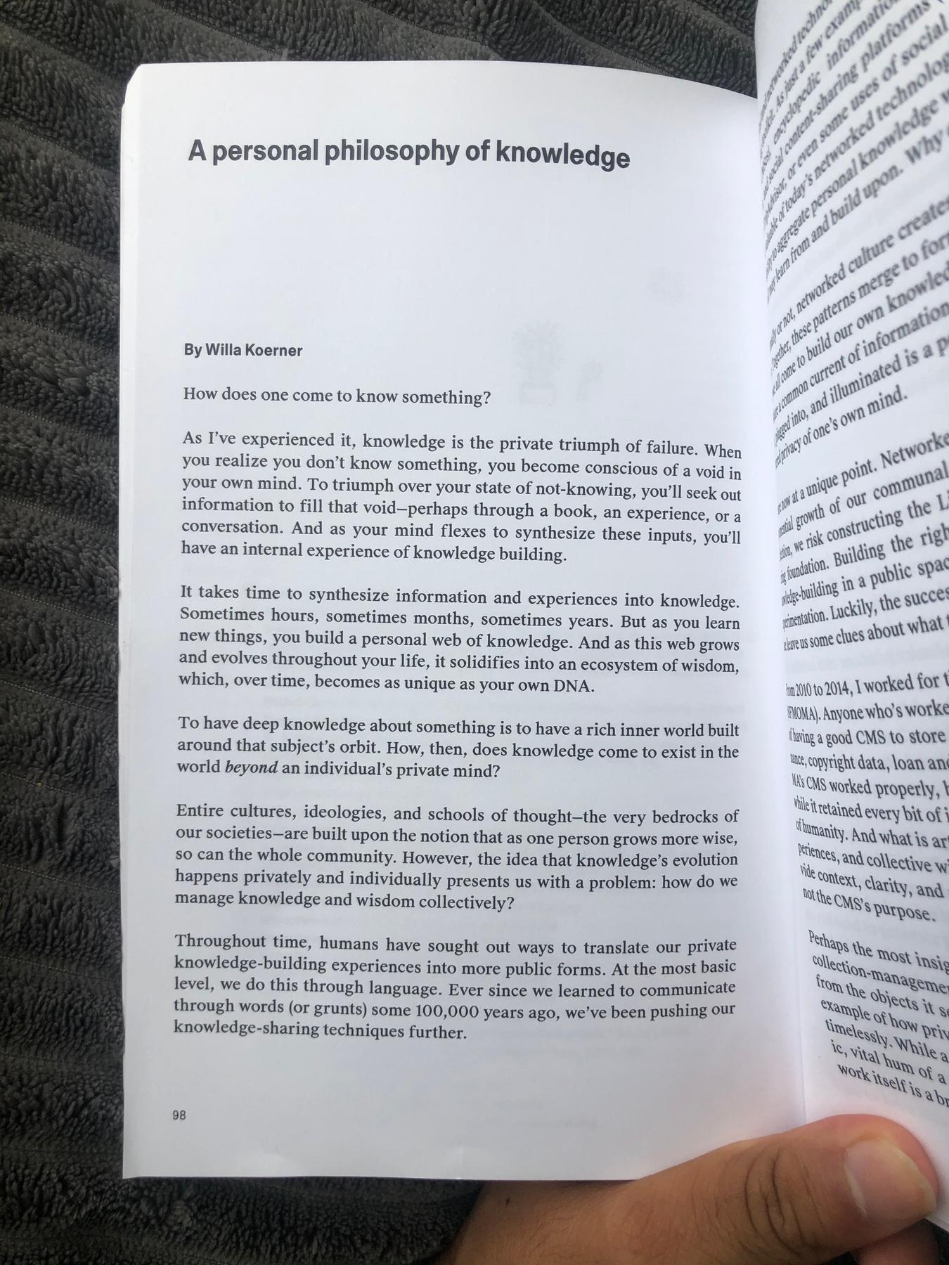 A personal philosophy of knowledge