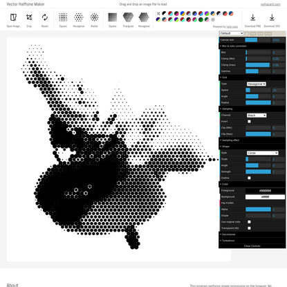 Vector Halftone Maker - Interactive PNG/SVG halftone pattern generator