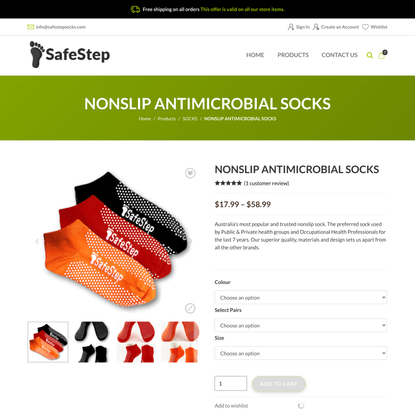 NONSLIP ANTIMICROBIAL SOCKS - SafeStep