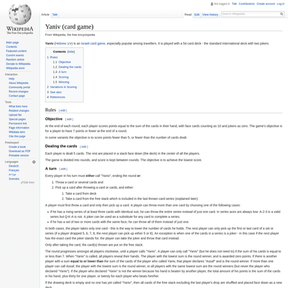 Yaniv (card game) - Wikipedia