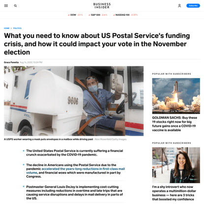 What you need to know about US Postal Service’s funding crisis, and how it could impact your vote in the November election