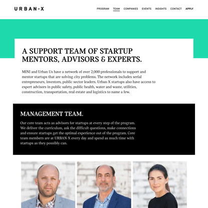 Management Team, Startup Advisors &amp; Resident Experts at URBAN-X