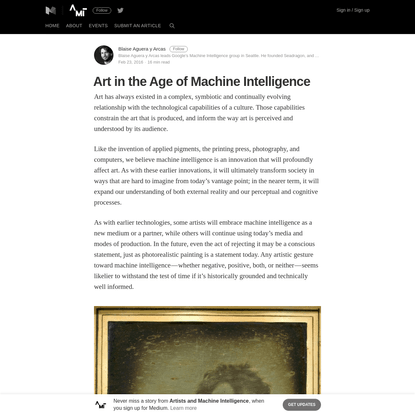 Art in the Age of Machine Intelligence - Artists and Machine Intelligence