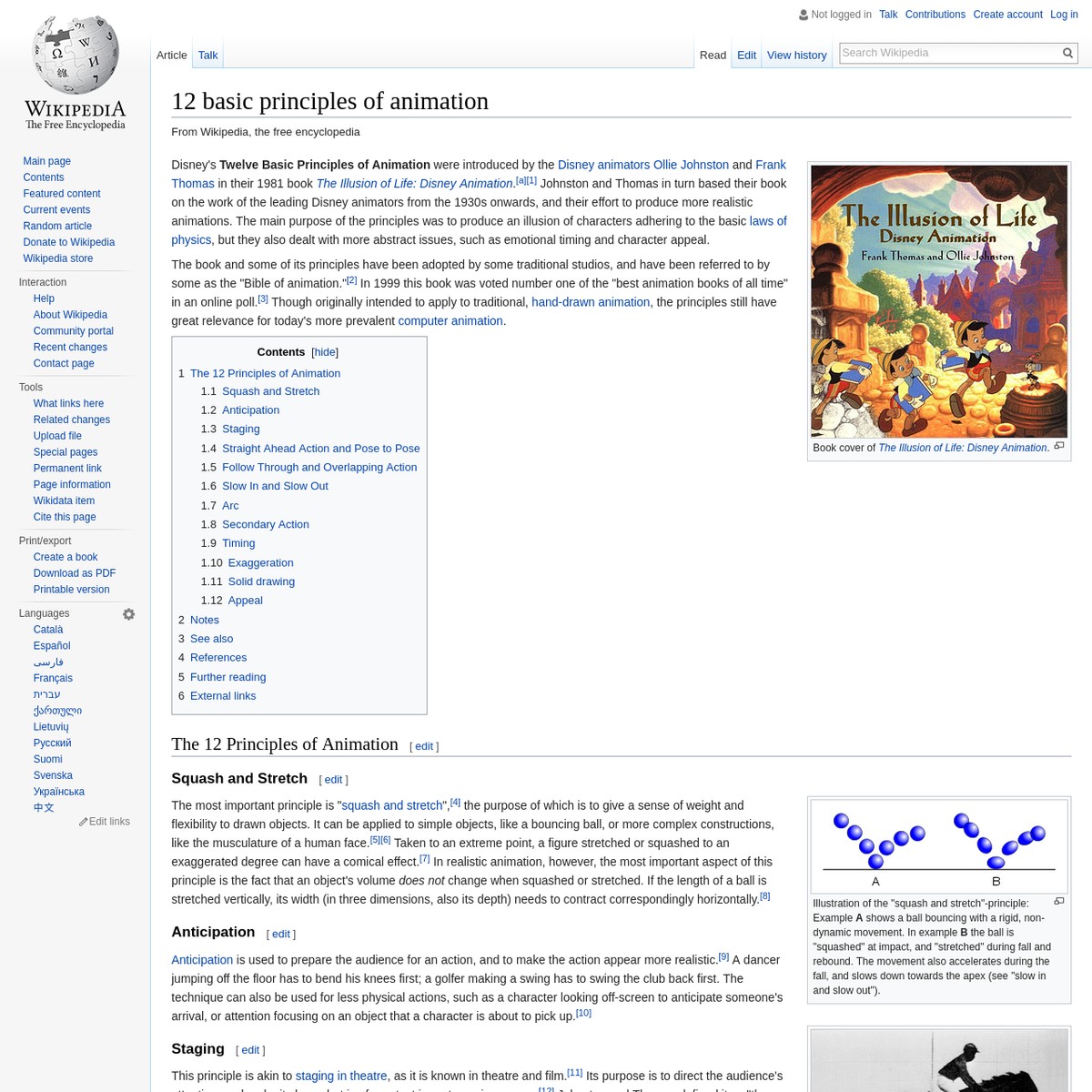 12 basic principles of animation - Wikipedia — 