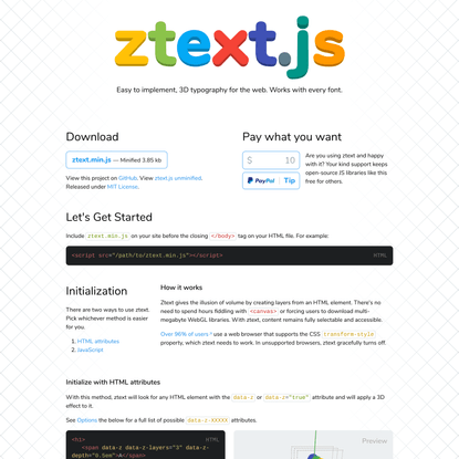 ztext.js | 3D Typography for the Web