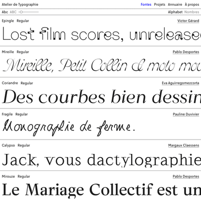 Atelier de Typographie | Fontes