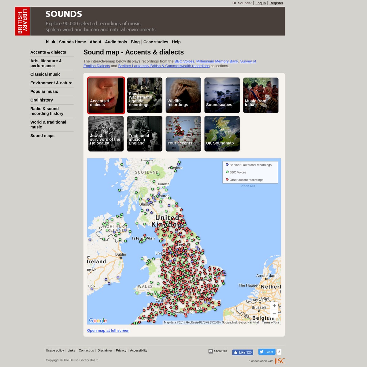 Sound map Accents & dialects British Library Sounds — Are.na