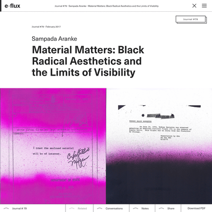 Material Matters: Black Radical Aesthetics and the Limits of Visibility