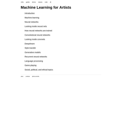 Machine Learning for Artists