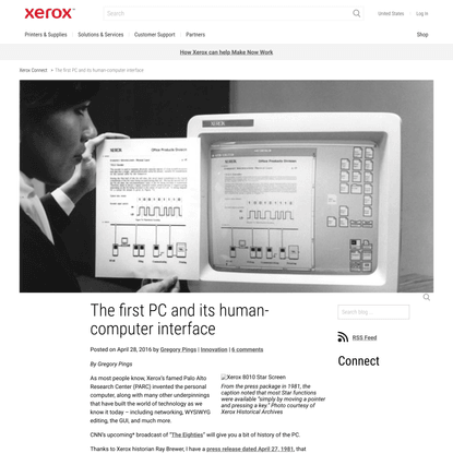 The first PC and its human-computer interface - Xerox Connect