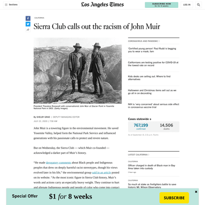 Sierra Club calls out the racism of John Muir - Los Angeles Times