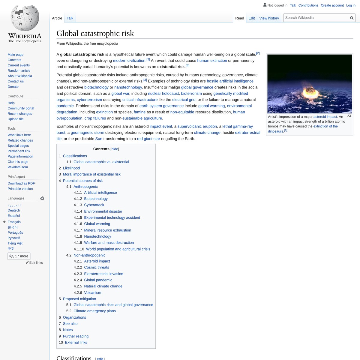 Global Catastrophic Risk - Wikipedia — Are.na