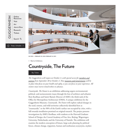 Countryside, The Future | The Guggenheim Museums and Foundation