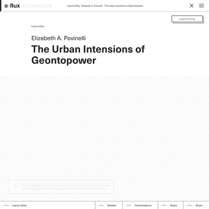 The Urban Intensions of Geontopower