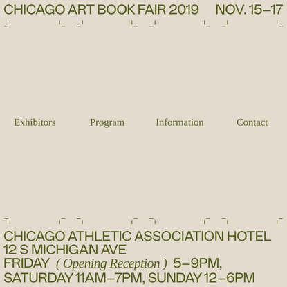 Chicago Art Book Fair 2019 — Home