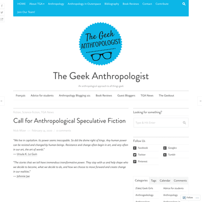 Call for Anthropological Speculative Fiction