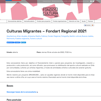 Culturas Migrantes – Fondart Regional 2021