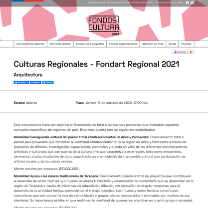 Culturas Regionales - Fondart Regional 2021