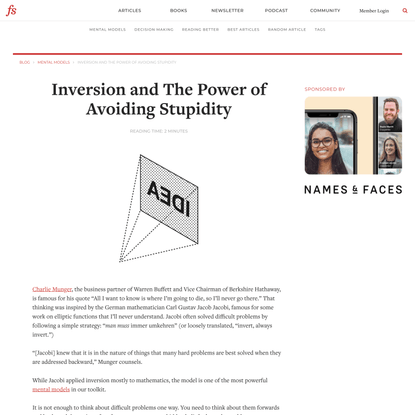 Inversion: The Power of Avoiding Stupidity