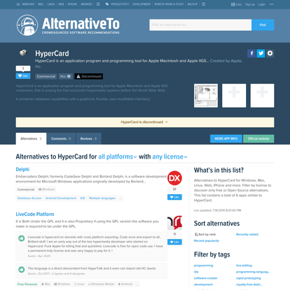 HyperCard Alternatives and Similar Software - AlternativeTo.net