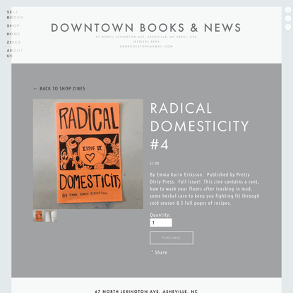 Radical Domesticity #4 by Emma Karin Eriksson (zine) — Downtown Books &amp; News