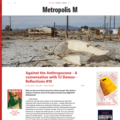 Against the Anthropocene - A conversation with TJ Demos - Reflections #19 - Features - Metropolis M