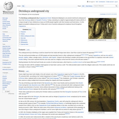 Derinkuyu underground city - Wikipedia