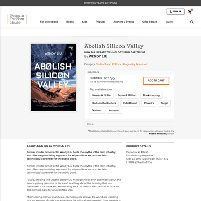 Abolish Silicon Valley by Wendy Liu: 9781912248704 | PenguinRandomHouse.com: Books