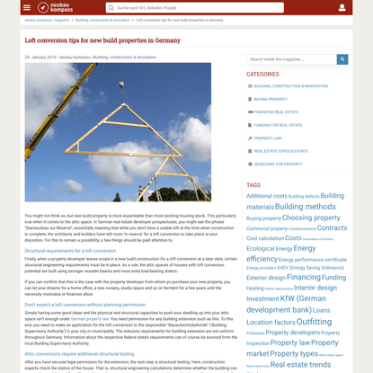 Loft conversion tips for new build properties in Germany – neubau kompass