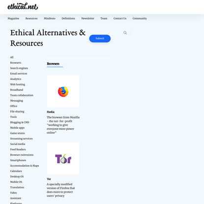 Ethical Alternatives &amp; Resources - ethical.net