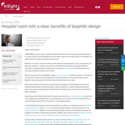 Hospital room with a view: benefits of biophilic design - InSight+