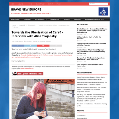 Towards the Uberisation of Care? - Interview with Alisa Trojansky | Brave New Europe