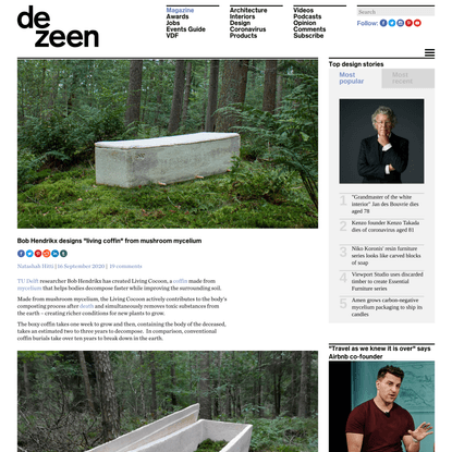 Bob Hendrikx designs “living coffin” from mushroom mycelium