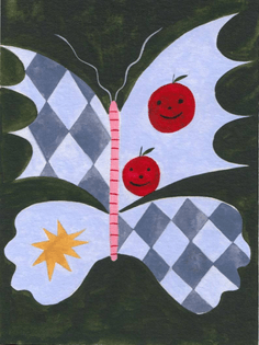 Butterfly with two apples