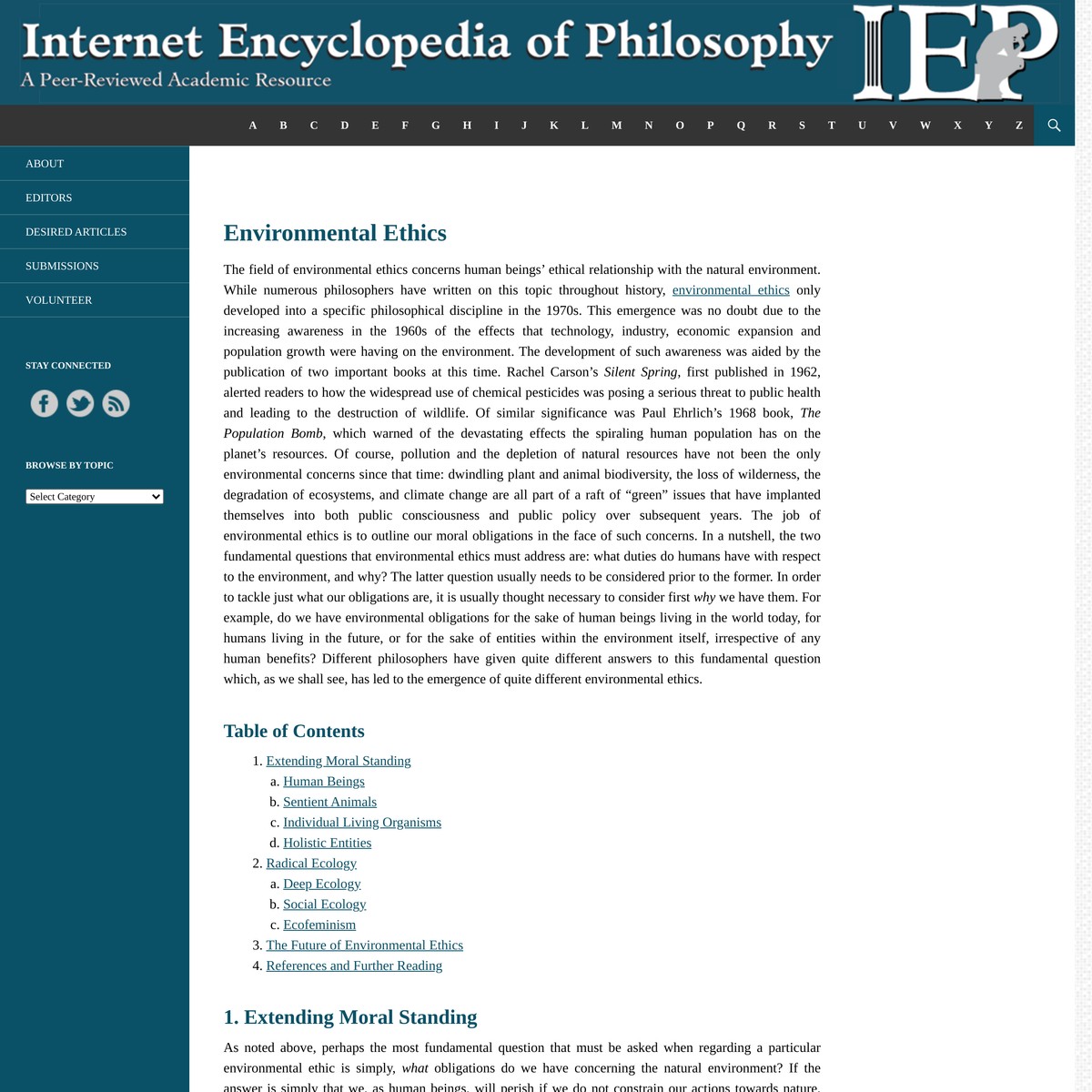 Environmental Ethics | Internet Encyclopedia Of Philosophy — Are.na