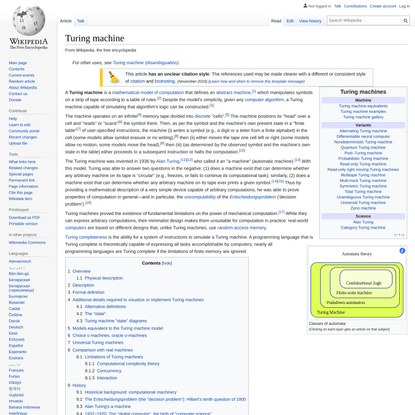Turing machine - Wikipedia