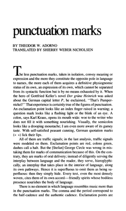 "Punctuation Marks," Theodor Adorno