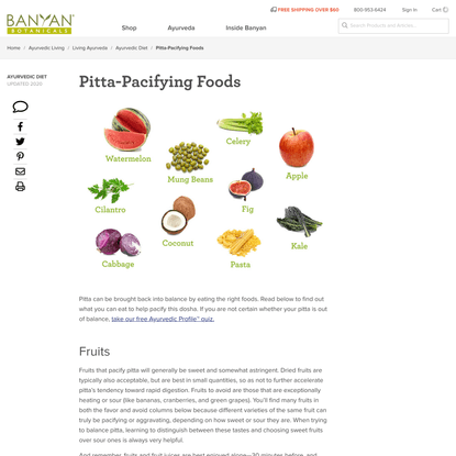 Pitta-Pacifying Foods