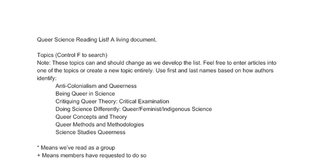 Queer Science Reading List