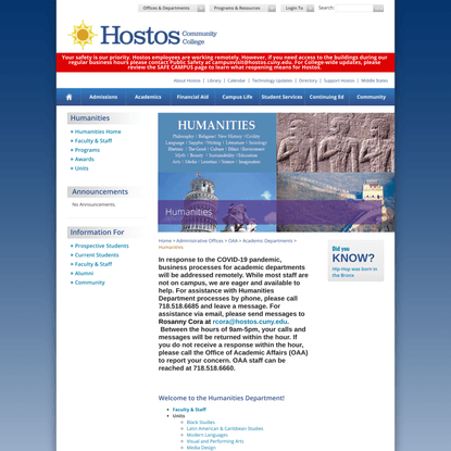 Humanities - Hostos Community College