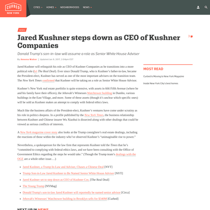 Jared Kushner steps down as CEO of Kushner Companies