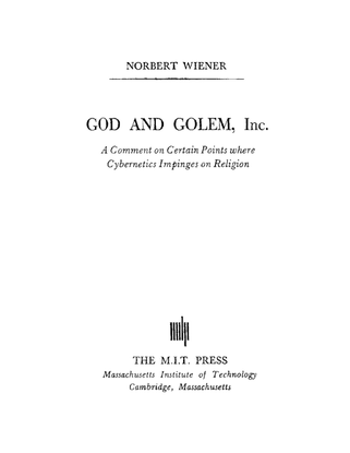 God and Golem - Norbert Wiener