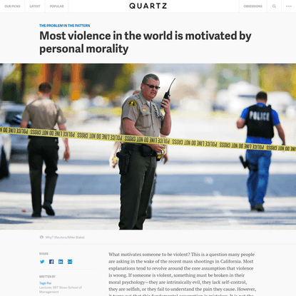 Most violence in the world is motivated by personal morality