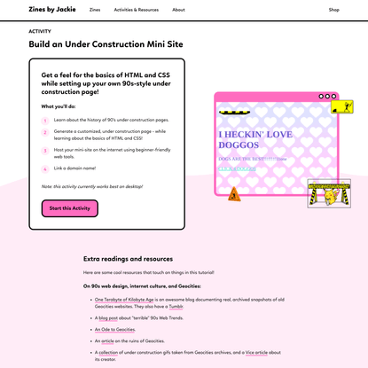 ♡ Build an Under Construction Mini Site ♡ - Zines by Jackie