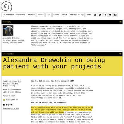 Alexandra Drewchin on Being Patient with Your Projects