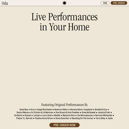 Oda - Live Performances in Your Home