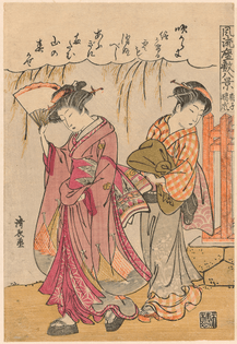 Torii Kiyonaga, A Fan Suggesting a Dispersed Storm (1777)