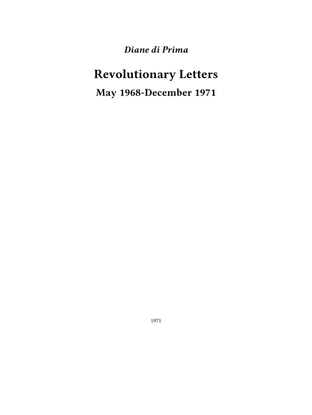 Revolutionary Letters, Diane di Prima, 1971