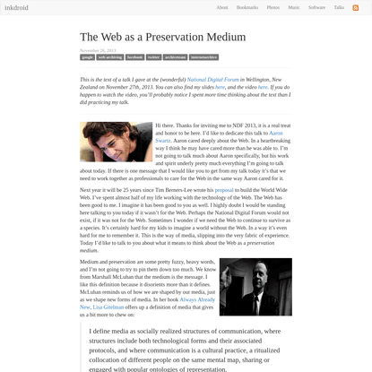 The Web as a Preservation Medium