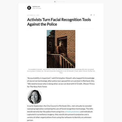 Activists Turn Facial Recognition Tools Against the Police (via: nytimes.com)
